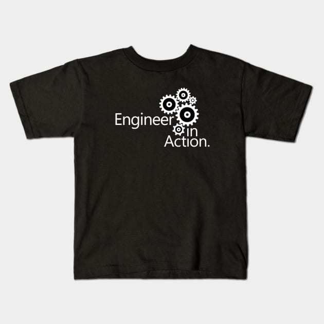 Engineer In Action Kids T-Shirt by designdaking